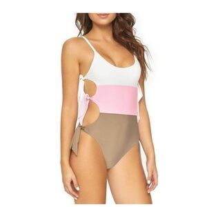 Pilyq champagne NWT small knot one piece bathing suit swim women new
